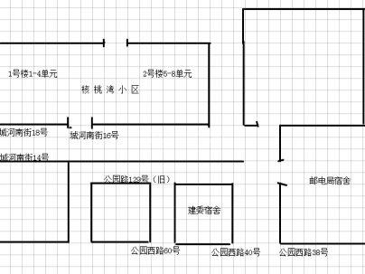 公园西路38号核桃湾邮电局宿舍 3室 1厅 100平米