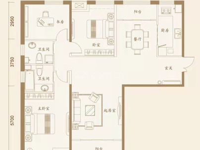 香江水岸新城 3室 2厅 134平米