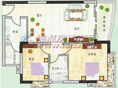 愉景南苑 3室 2厅 90.53平米