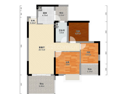 珠江愉景新城 3室 2厅 121.77平米