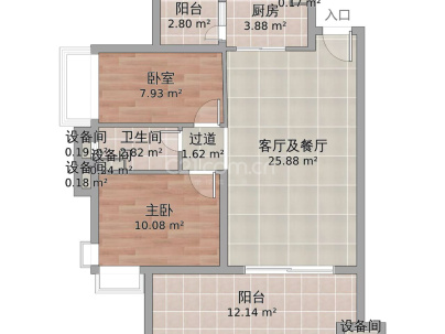 愉景南苑 3室 2厅 96.51平米