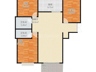 民俗文化广场 3室 2厅 131.57平米