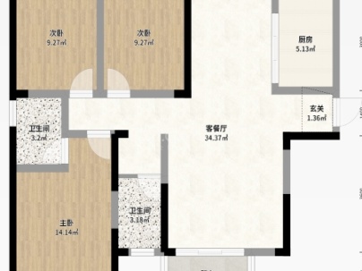 珠江愉景新城 3室 2厅 123平米