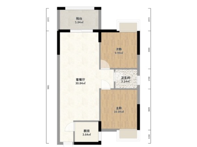 珠江愉景新城 2室 2厅 53平米