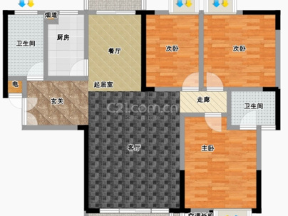  湘江翰林 3室 2厅 127平米