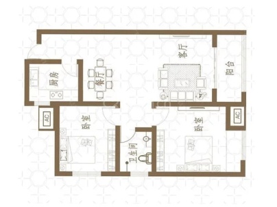 东信小区 2室 1厅 80平米
