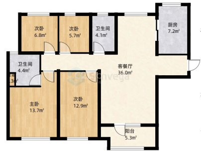 中泰峰境 4室 2厅 173.06平米