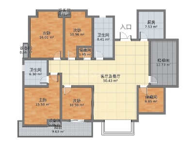 湘江南路51号小区 4室 2厅 155平米