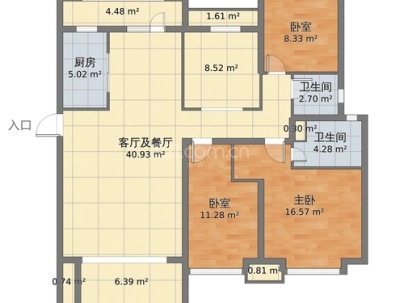 科教花园 3室 2厅 140平米