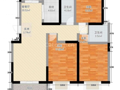 珠江云锦 3室 2厅 119平米