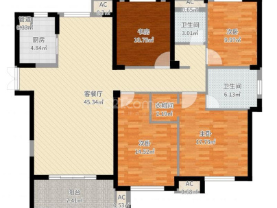 恒昇中央公园（格兰云天） 4室 2厅 140平米