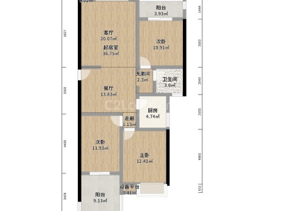 拓兴阳光新城 3室 2厅 110平米