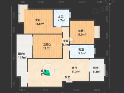 幸福花园 3室 2厅 127.39平米