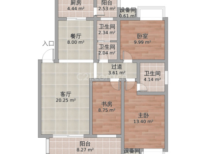 愉景南苑 3室 2厅 97平米