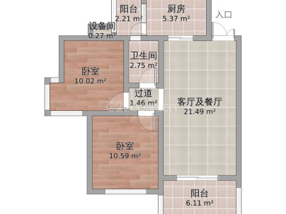 海博星都 2室 2厅 80平米