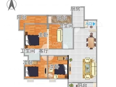 红湖花苑 3室 2厅 127平米