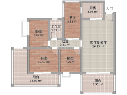 愉景南苑 4室 2厅 116平米