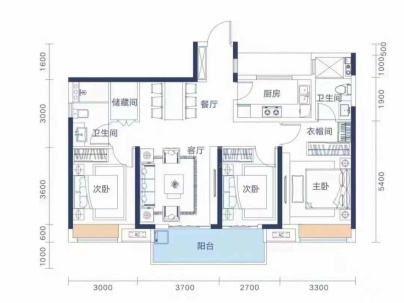 名仕华府 3室 2厅 111.4平米