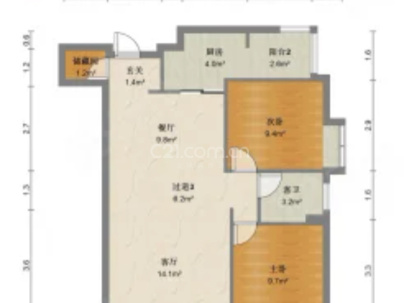 金钟大雁城 2室 1厅 43.6平米