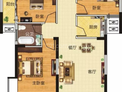 雅士林欣城 3室 2厅 92.7平米