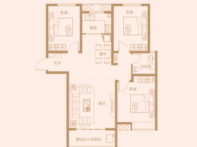 富衡大厦 3室 2厅 113.14平米