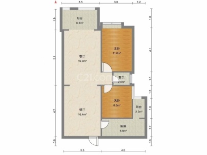 铜桥港102号 2室 2厅 102平米