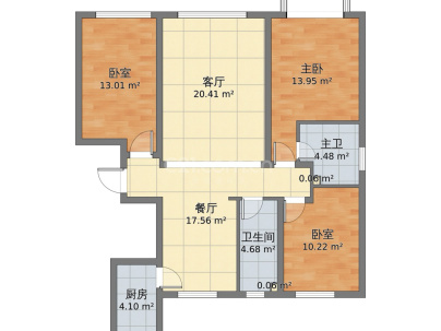 君馨名邸 3室 2厅 97平米