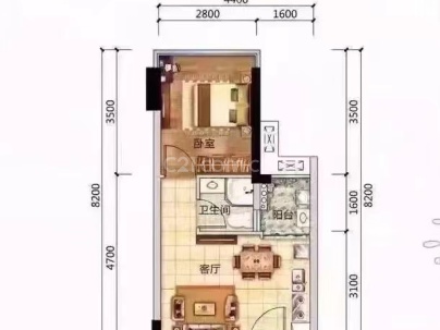 云沙诗意 1室 1厅 52平米