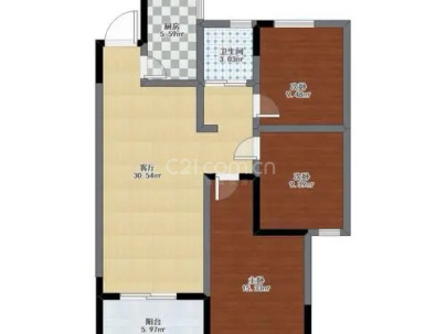 鸿源大厦 3室 2厅 110.99平米