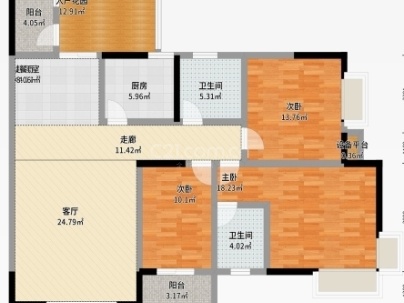 银泰红城 3室 2厅 116平米