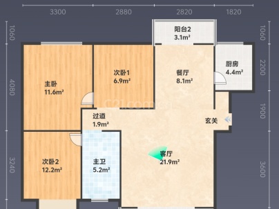 天嘉翰廷（天嘉天樾） 3室 2厅 93.72平米