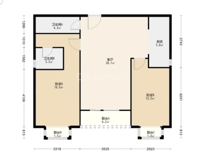 愉景南苑 3室 2厅 91平米