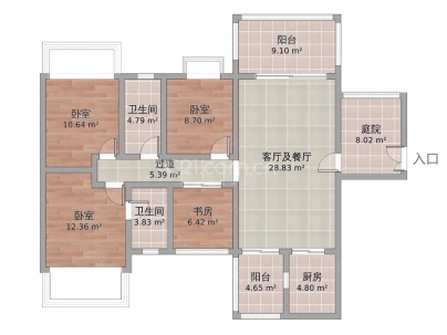 香江水岸新城 5室 2厅 165平米