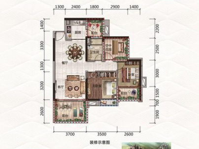 愉景南苑 3室 2厅 90平米