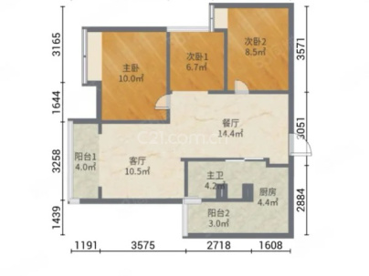 特变水木融城 3室 2厅 85平米