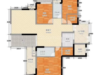 泉溪村18号 3室 2厅 97.76平米