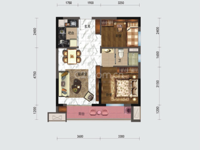 中建公寓楼 1室 1厅 37.9平米