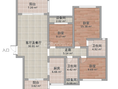 天伦百汇 3室 2厅 116平米