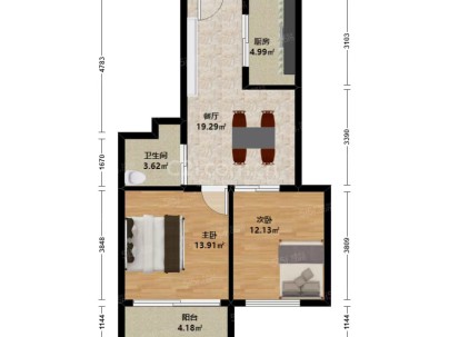 雁城路23号 2室 1厅 63平米