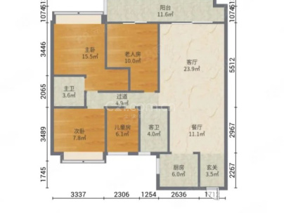 岳屏明珠 3室 2厅 158.57平米