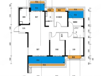 华新时代 4室 2厅 131.52平米