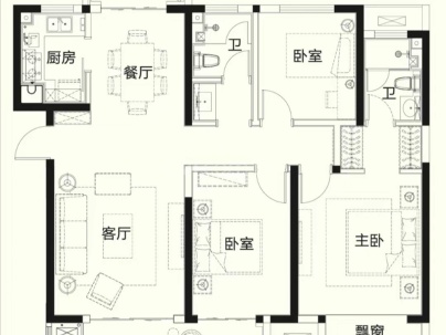 银泰红城 3室 2厅 127平米