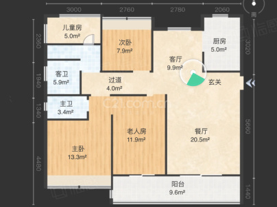 桃李源 4室 2厅 155.75平米