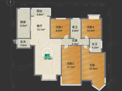 拓兴阳光新城 4室 2厅 141平米