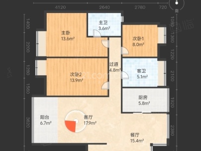 新桥花园 3室 2厅 116平米