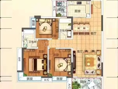 耀江花园 3室 2厅 91.69平米