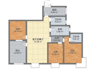 云沙诗意 3室 2厅 122平米