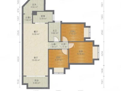 紫御华府（东方明珠） 3室 2厅 99.89平米