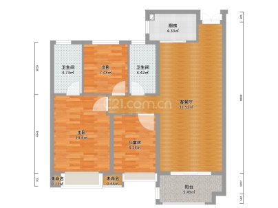 凯富红叶 3室 2厅 127平米