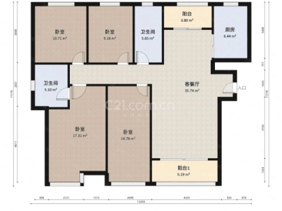 互助小区 4室 2厅 155.3平米